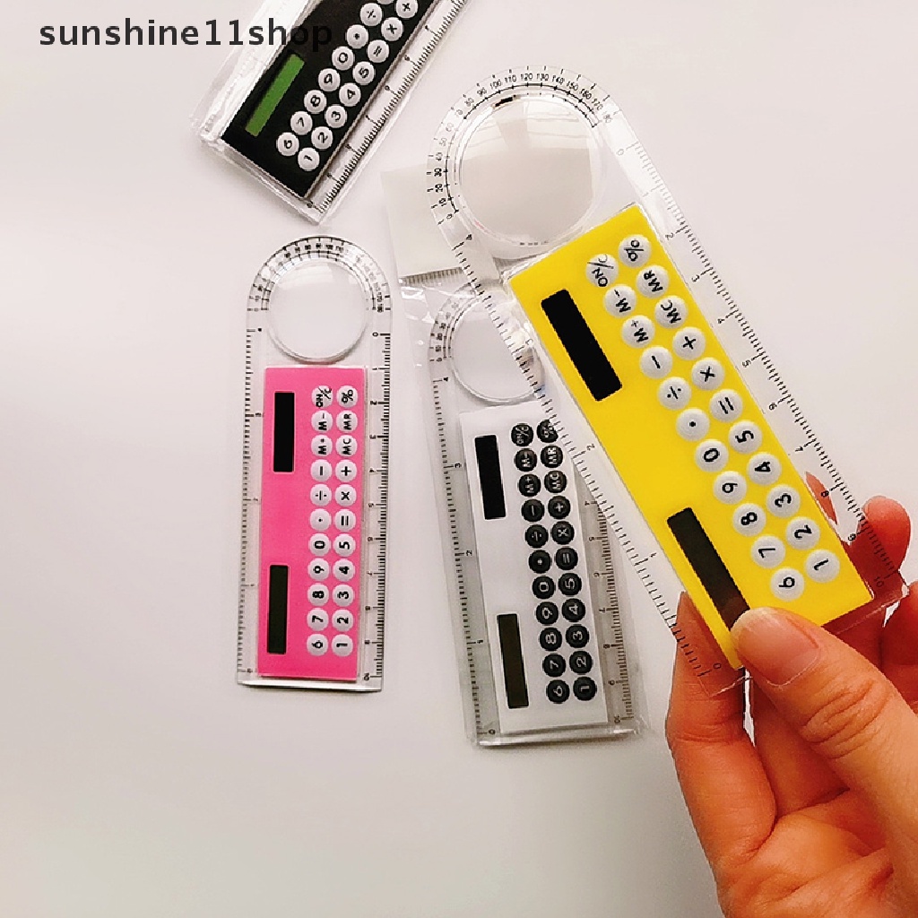 Sho Penggaris Kalkulator Mini Portable al Solar Panjang 10cm Penggaris Sudut Penggaris Kartu Alat Tulis Siswa Kantor Sekolah Rullers Surya N