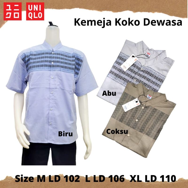 COD | KEMEJA KOKO DEWASA ORI UNIQLO NAHAN KATUN ADA SAKU BAHAN ADEM ORI MURAH BRANDED BRAND MATAHARI