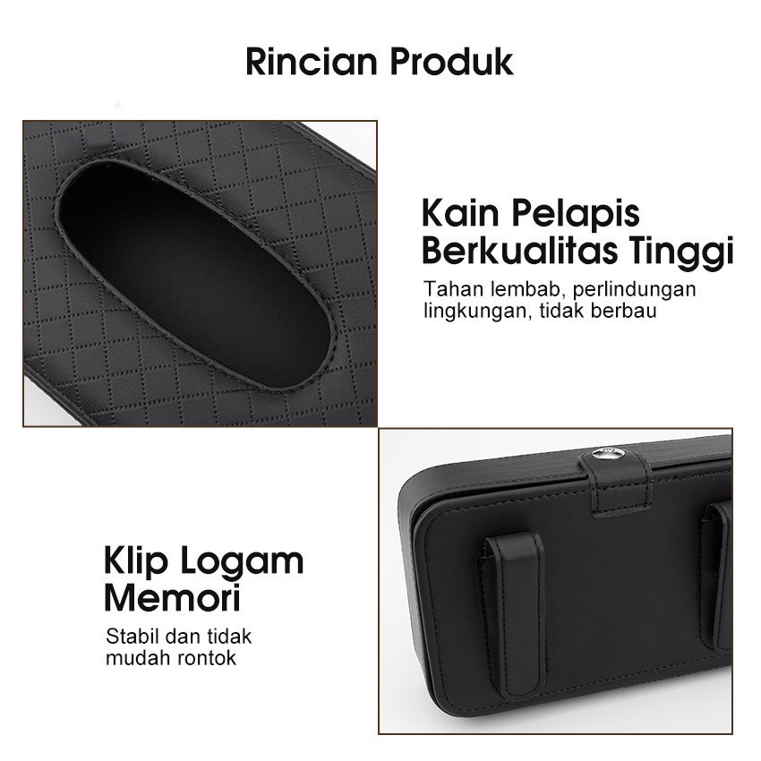 Tempat Tisu Mobil Gantung/Kotak Tissue Kulit Mobil Mewah/Car Visor Box Tisue Estetik Serbaguna