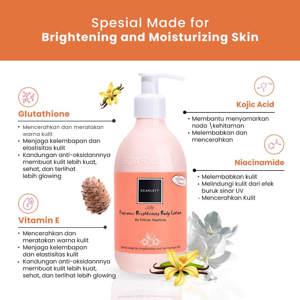 Scarlett Whitening HAPPY/CHARMING/JOLLY Bodylotion bodywash bodycream bodyserum bodyscrub original 100% BPOM