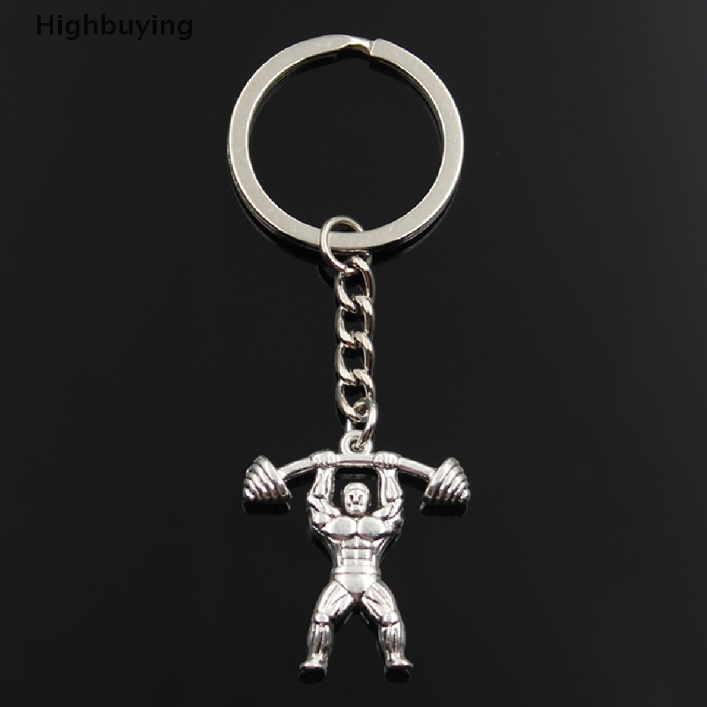 Hbid Vintage Handmade Weightlifter Pendant Keyring Gantungan Kunci Holder Souvenir Hadiah Wanita Pria Keychain DIY Metal Holder Chain Hadiah Pesta Glory