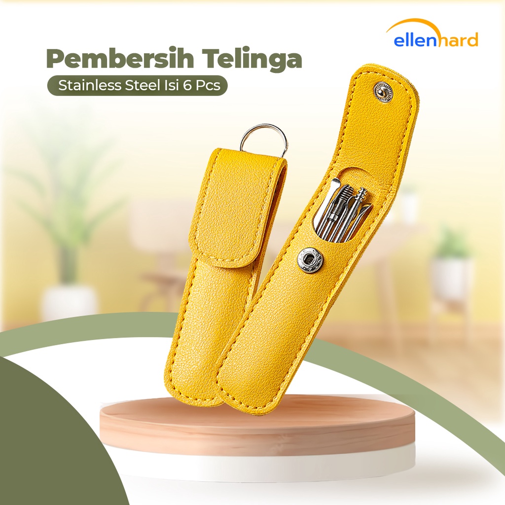 Pembersih Telinga 6 Pcs Set Pouch Dompet Ear Wax Pick Korek Kuping