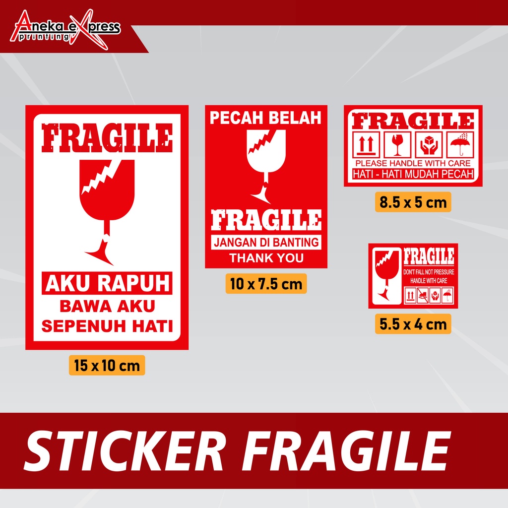 Sticker Fragile Murah | Stiker Pecah Belah Kemasan Olshop | Label Pengiriman Awas Pecah