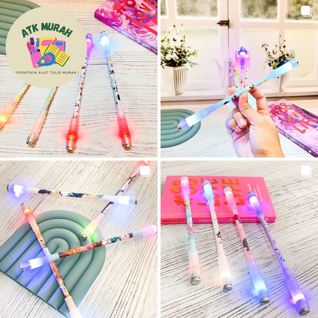 

pulpen putar magnet LED motif domba tongkat pen pena alat tulis kantor COD