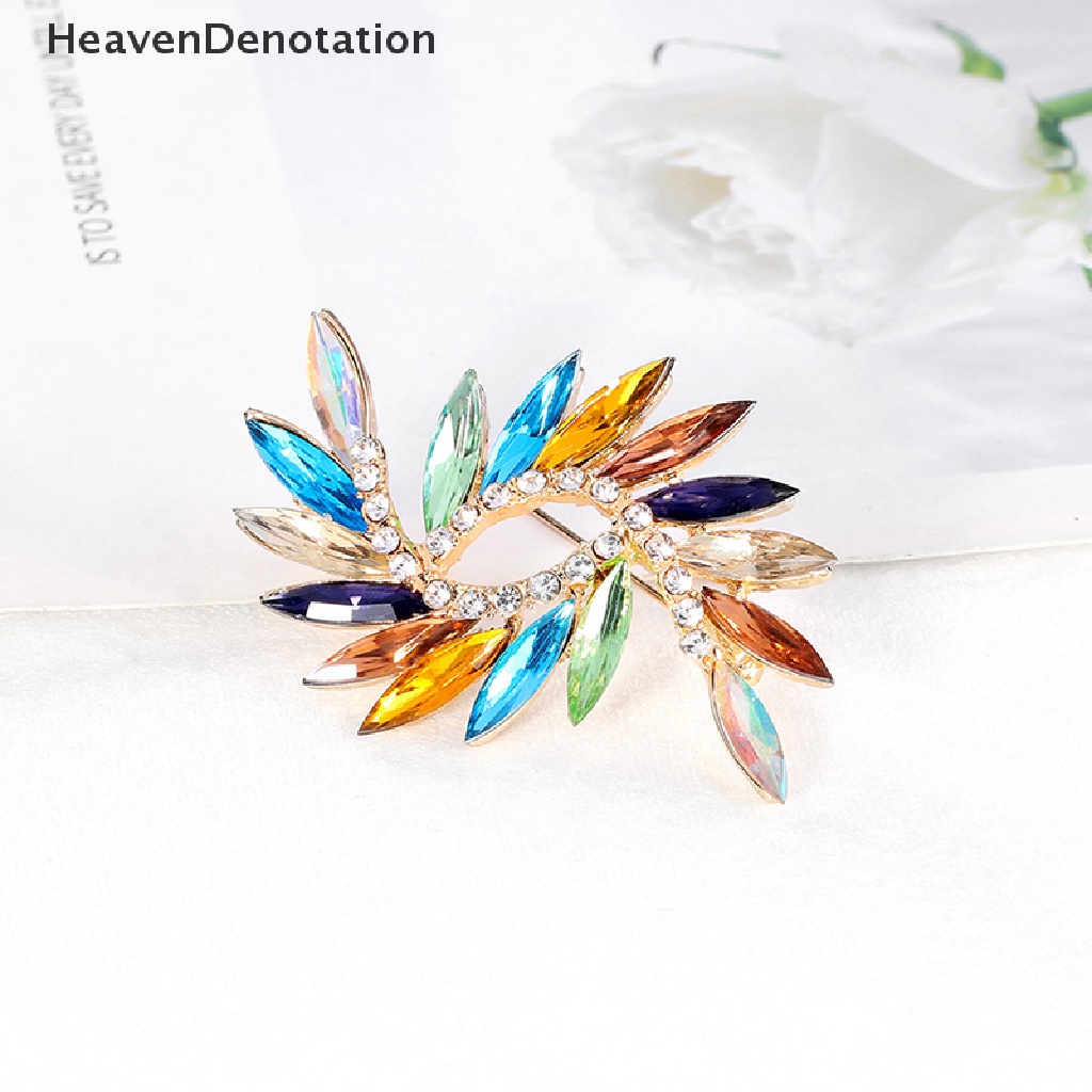 [HeavenDenotation] Pin Bros Kristal Berlian Imitasi Gaya Warna-Warni Untuk Wanita Fashion Perhiasan Pernikahan Korsase Dress Coat Aksesoris HDV