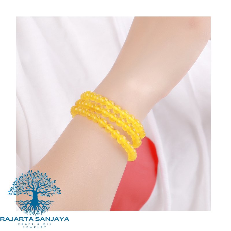 Gelang Natural Yellow Jade Crystal Bracelets Stone