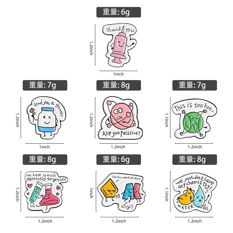 Kreatif Sains Seni Enamel Bros Tabung Reaksi Formula Kimia Lencana Logam Kartun Kerah Pin Kimia Perhiasan Hadiah Untuk Guru Siswa Anak-Anak