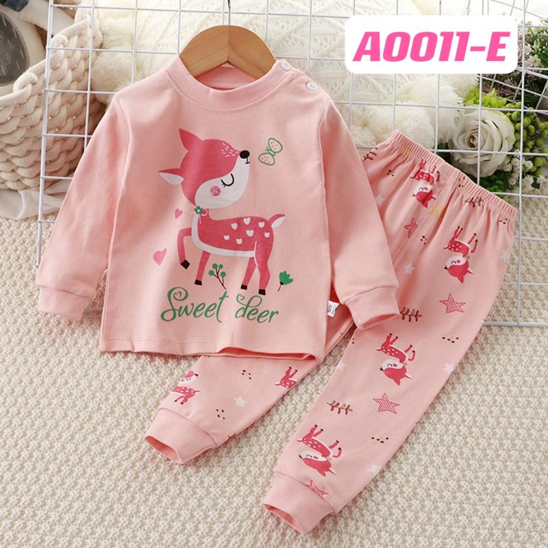 Baju Tidur Anak Perempuan Import Usia 0 Bulan - 4 Tahun / Setelan Piyama Bayi Lengan Panjang Dan Celana Panjang