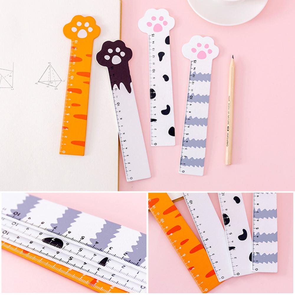 Timekey 15 cm Cute Kawaii Kitty Paw Cat Penggaris Lurus Penggaris Kayu Untuk Menggambar Siswa Mengukur Alat Tulis Kantor Perlengkapan Sekolah M4P2