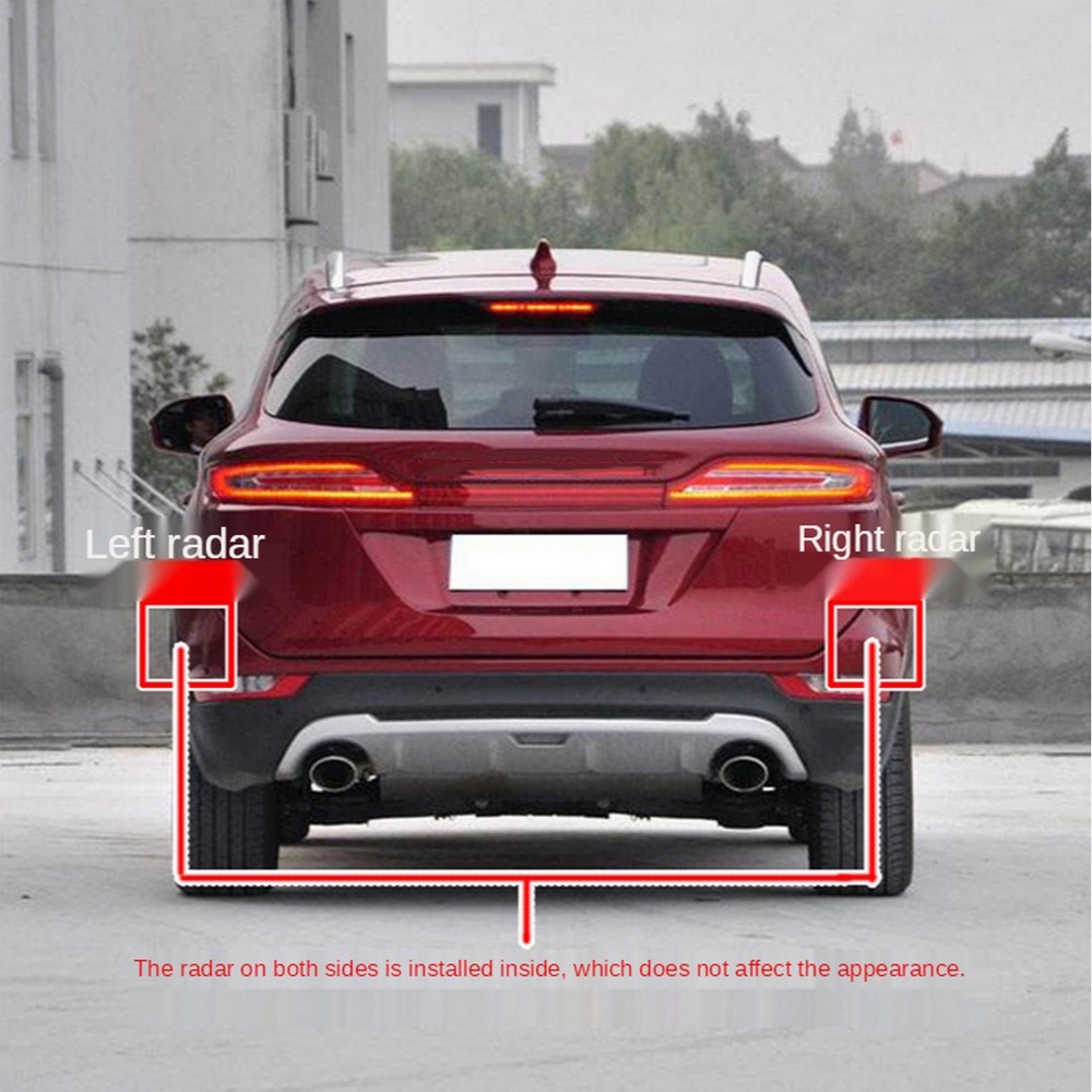 2pcs Car Blind Spot Radar Detection System Lampu Peringatan Mengemudi Bantuan Bolak Balik Sensor Microwave Lampu Sinyal Mobil Safety Driving Buzzer Annunciator