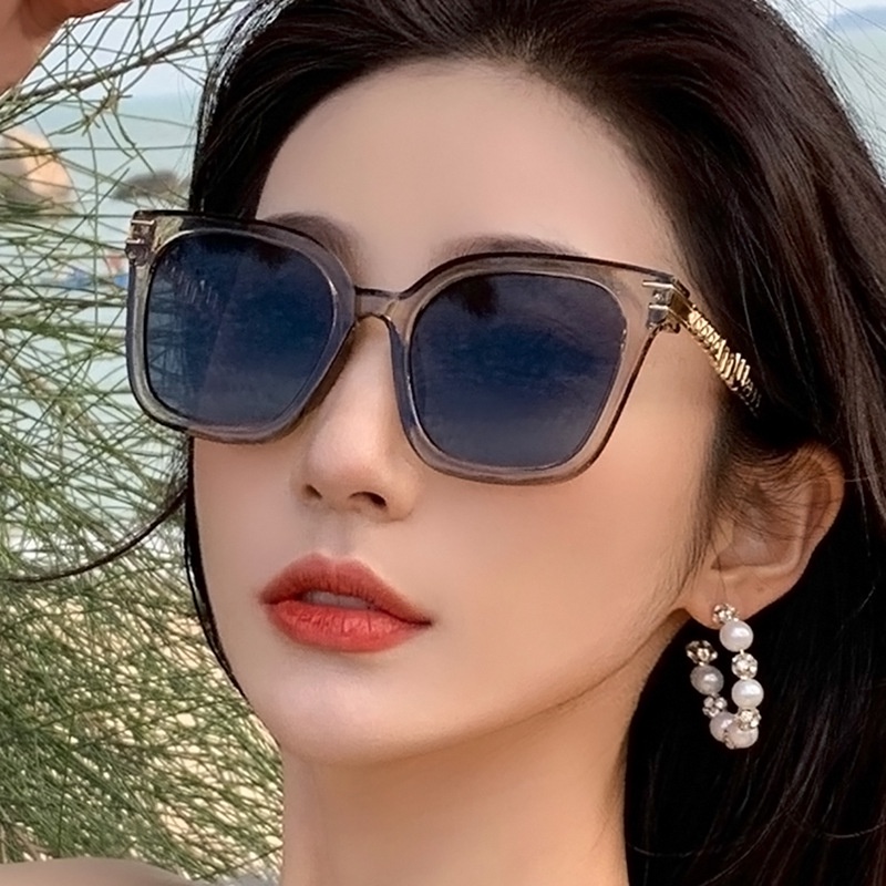 (YUZHU) Kacamata Candi Rantai Mode Baru Untuk Wanita Mode Barat Oversized Frame Square Sunglasses