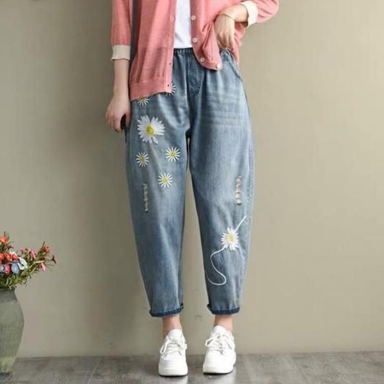 Baggy pant jeans bordir Sun Daisy jeans wash / Aylin Jeans Mekar