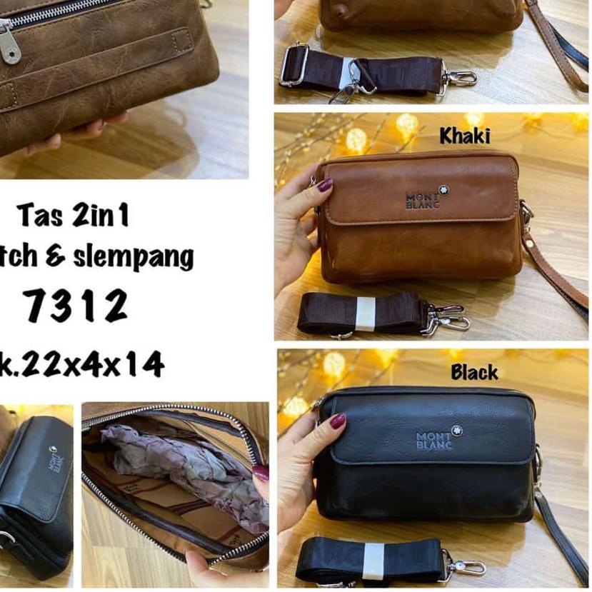 ☞ Tas pria clutch/slempang montblanc 2in1 import premium ❉