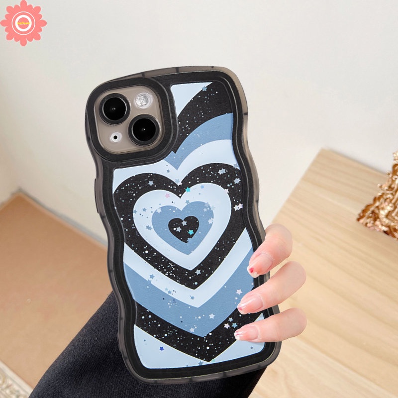 Bling Bintang Gradasi Love Hati Case Vivo Y36 Y02S Y16 Y20 Y17 Y35 Y30 Y21s Y15 Y55 V23E V20 Y02 Y12 Y22 Y15A Y12s Y11 Y21 Y15s Y75 Y33s V21 Y91C Y11s Y91 Y12i Wavy Edge Soft Cover