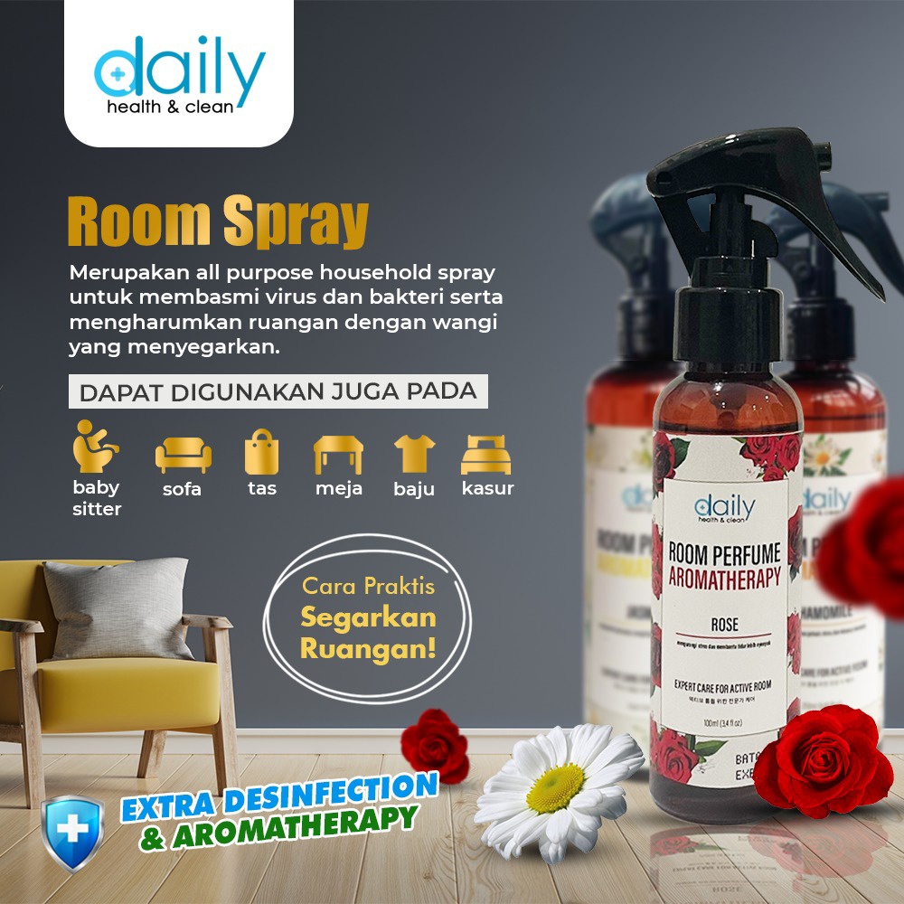 Room Spray Aromatherapy Pengharum Ruangan Air Freshener Penghilang Bau Ruangan Praktis by Daily - 100ML