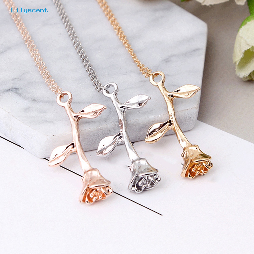 [LS] Kalung Unik Desain Bunga Mawar Alloy Wanita Kalung Rantai Untuk Hadiah