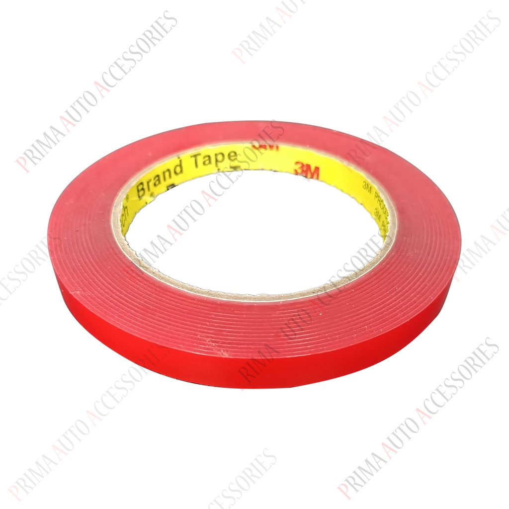 Perekat / Double Tape 3MM Merah Transparant 10 mm x 5 meter