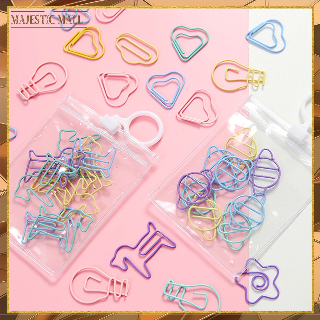 

® Penjepit Klip Kertas Paper Clip Push Pin Set 10pcs Free Pouch Import COD