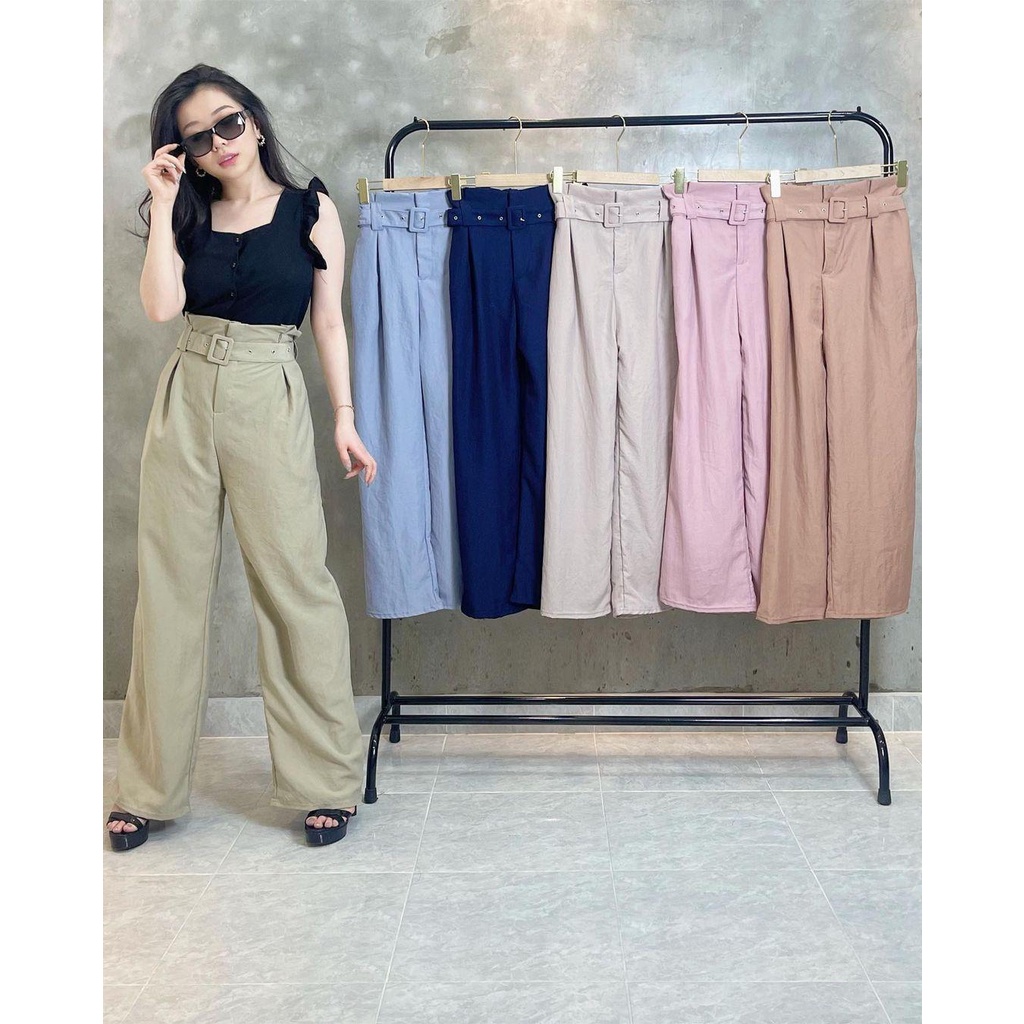 1184 CELANA BELT COTTON CELANA KULOT HIGHWAIST BELT KATUN CELANA WANITA PANJANG