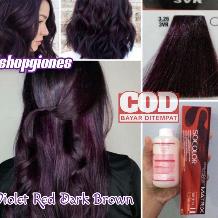 ☃ Cat Rambut Matrix Socolor 3.26 Violet dark Brown + Oxydant campuran ungu wonder spa keratin nutup 