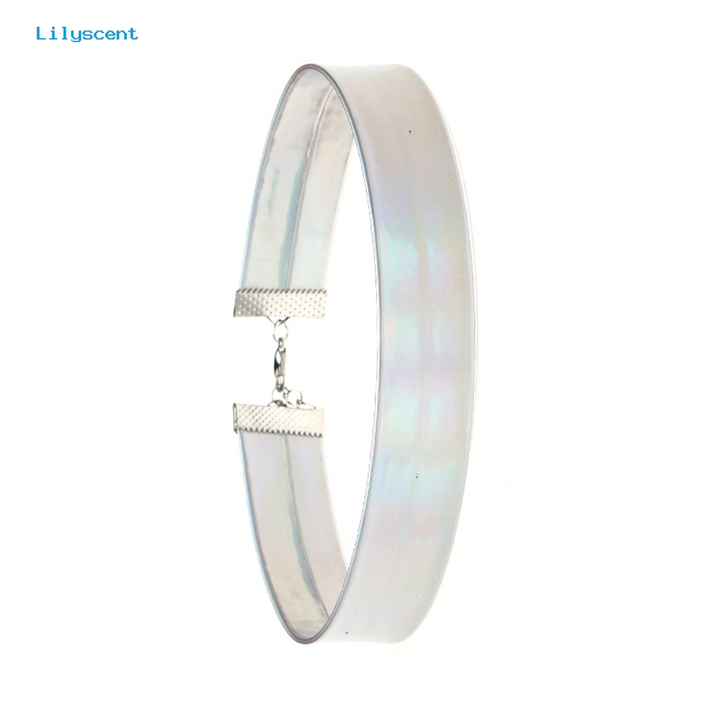 [LS] Warna-warni Hologram Choker Kerah Kalung Laser Punk Perhiasan Pesona Lady Hadiah