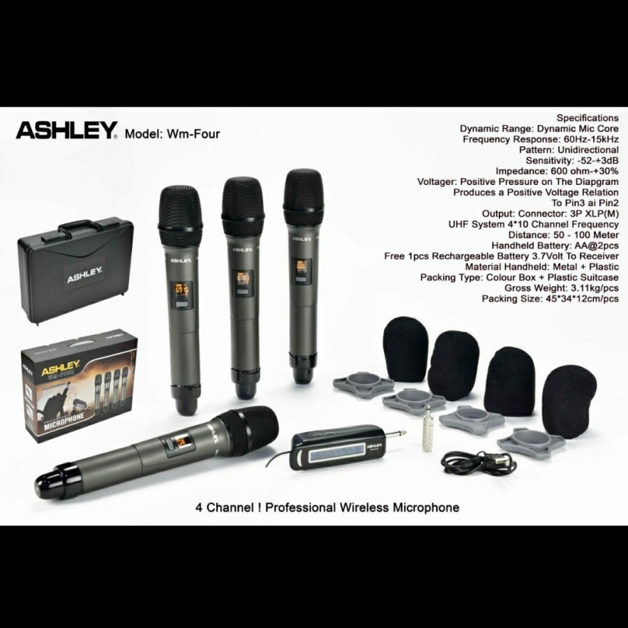 Mic Wireless Ashley WM Four Original Produk Ashley 4 Microphone
