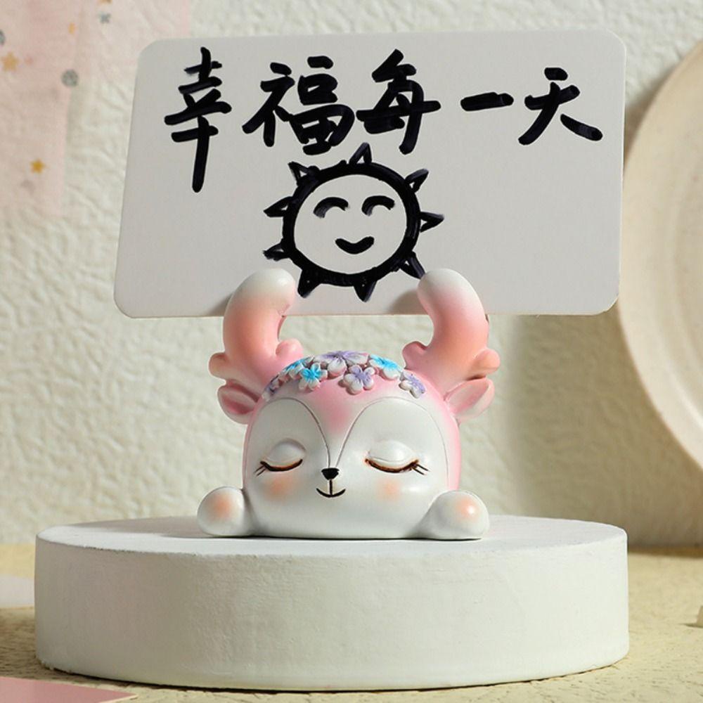 MXBEAUTY Rabbit Note Holder Perlengkapan Kantor Kawaii Desktop Kerajinan Foto Stander Hiasan Meja Memo Klip Holder