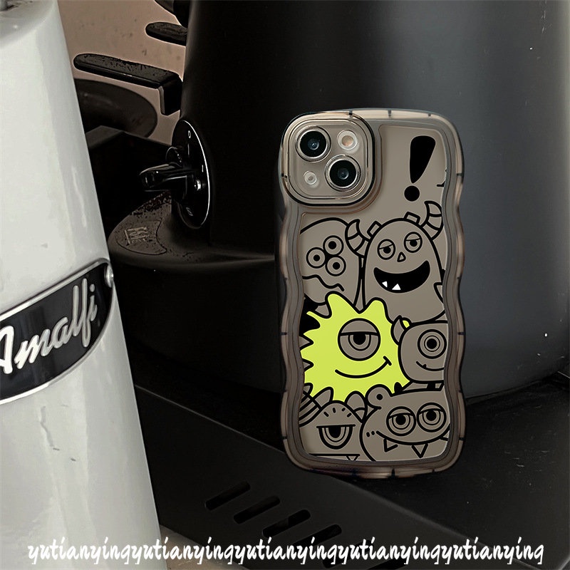 Kartun Lucu Monster Kecil Casing Realme C12 C15 C25 C11 C25s 8 8Pro 5 C25Y C33 C20A C30 C21Y 9 9Pro+9i 7i 5i 7 8i 6i C17 C20 10 C3 Lembut Tpu Wavy Edge Case Cover