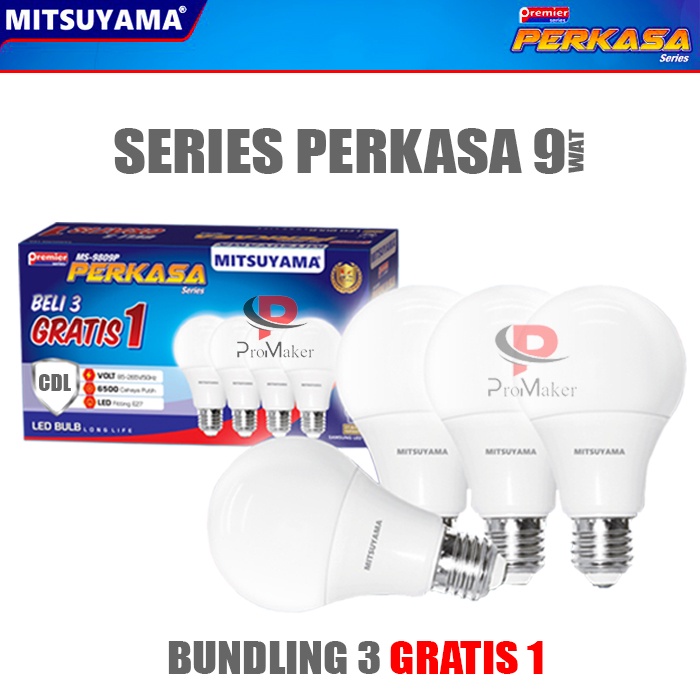 Mitsuyama MS-9812P Lampu Led Bulb 12w Premier Series Perkasa Multipack Kemasan Isi 4 Pcs Original