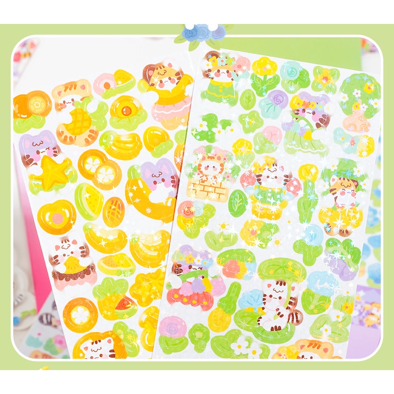 2 Pcs Kartun Manis Seri Meow Tahan Air PVC Tangan Akun Stiker Diy Ponsel Case Kembali Stiker Hias