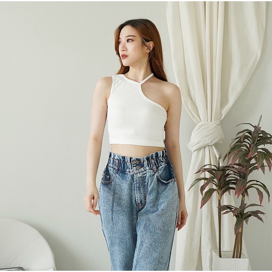 CAVALU Korean Knit Tank Top One Shoulder Crop Top 153