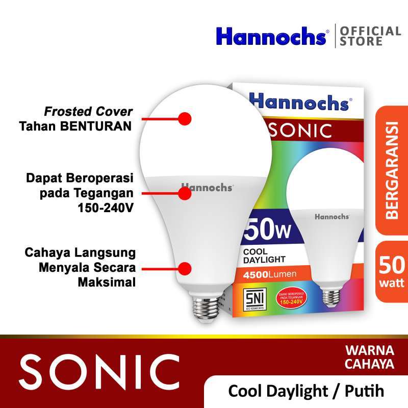 Hannochs Sonic Bohlam Lampu LED 9-12-15-20-25-30-40-50 Watt Cool Daylight Putih