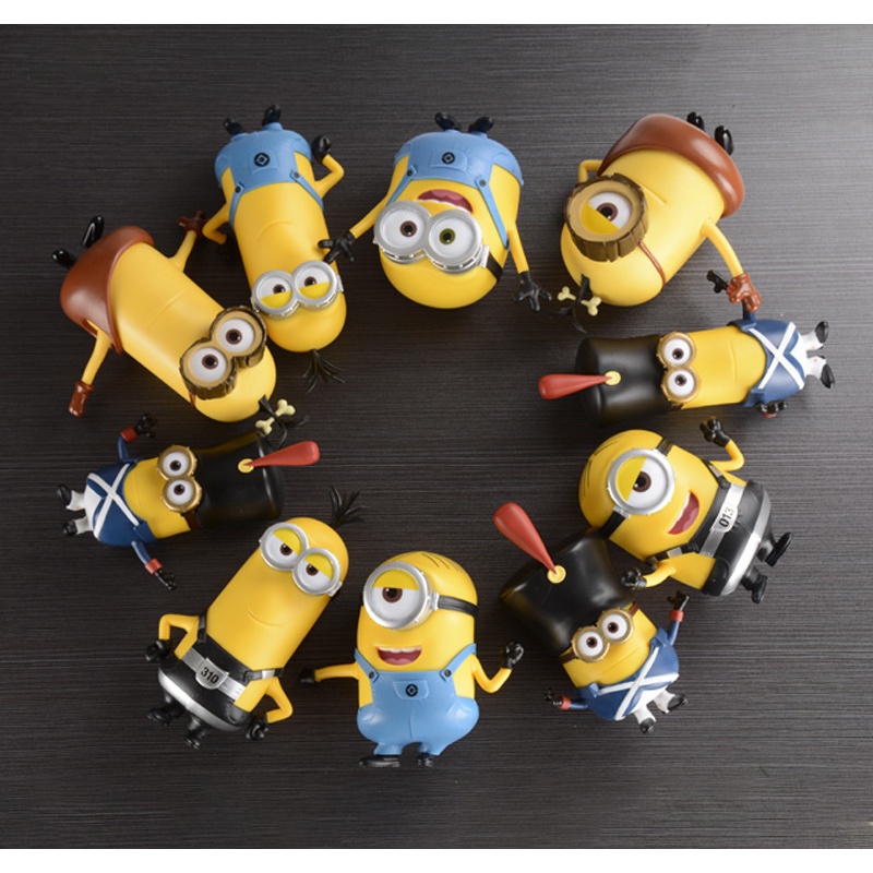 Minions Boneka Figure Kawaii Kartun Model Mainan Kreatif Film Animasi Hadiah Ulang Tahun Pribadi Ornamen