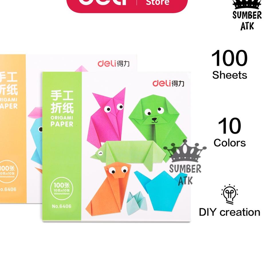 

Kodeh6H1t Deli Paper Craft 10x10CM 6406 / Origami Kertas Lipat 100 Lembar 2 Warna