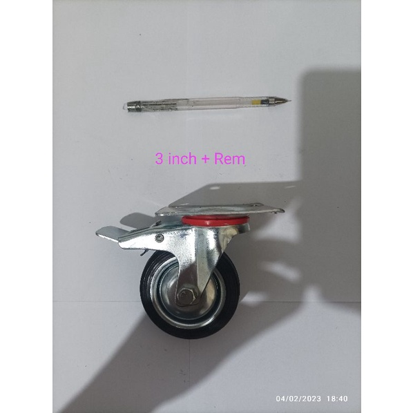 Roda Etalase 3 inch Karet Hitam / Roda Trolly TAIWAN