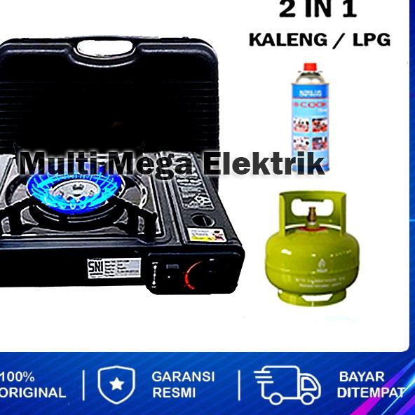 ✱ KOMPOR GAS PORTABLE 2 IN 1 BISA GAS LPG DAN GAS KALENG KOMPOR 1 TUNGKU KOMPOR CAMPING KOMPOR GUNUN