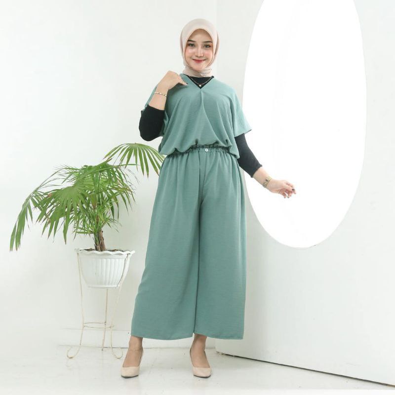 One Set Wanita Ootd Hijab Nagita Square Crinkle Airflow Dress Cantik Kekinian Promo Hari Ini Baju Ce