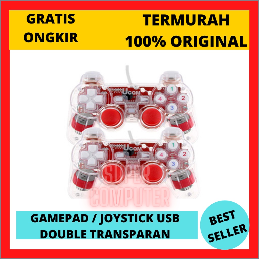 S.C GAMEPAD JOYSTICK DOUBLE TRANSPARAN / JOYSTICK PC / GAMEPAD PC