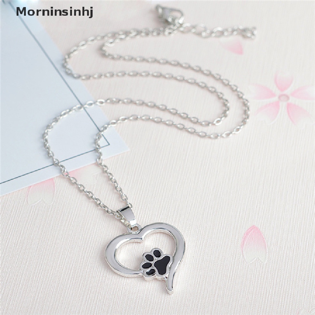 Mornin Elegan Berongga Pet Paw Print Kalung Hewan Lucu Anjing Kucing Liontin Kalung Perhiasan Hadiah id