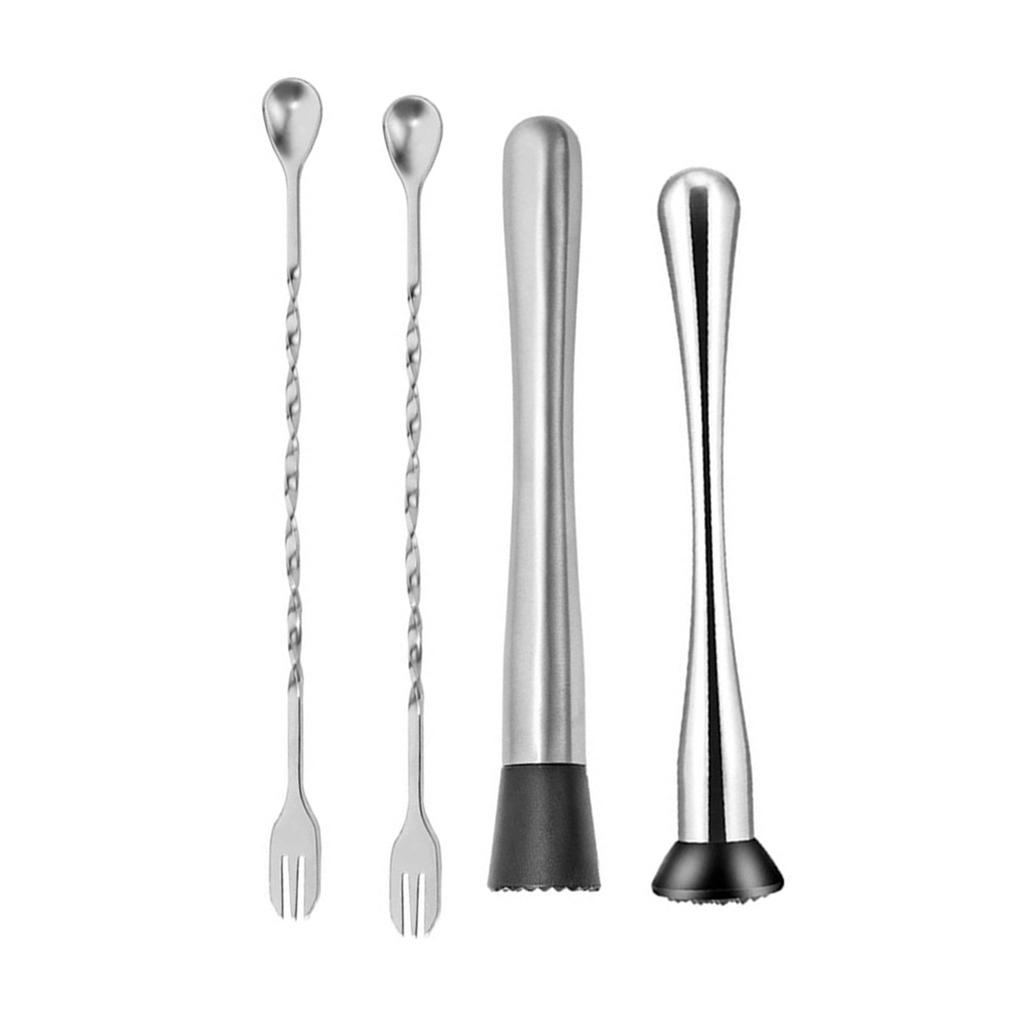 4pcs Sendok Pengaduk Minuman Stainless Wine Making Muddlers Drink Making Stirring Set Untuk Bar Coffee Shop