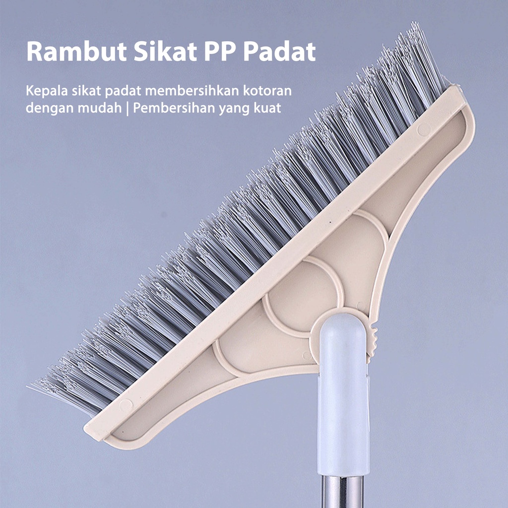 2 in1 Sikat Lantai Wiper Pembersih Lantai Dinding Kamar Mandi Gagang Panjang Portable Sapu Lancip110*23CM