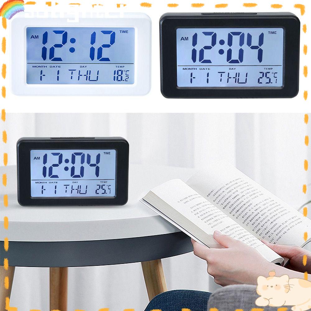 Solighter Jam Alarm Digital Backlight Kreatif Suhu Jam Angka Kalender