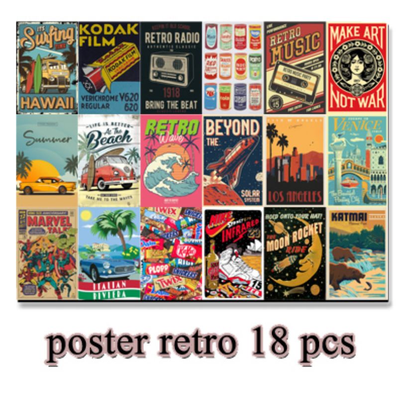 poster retro vintage 18 pcs
