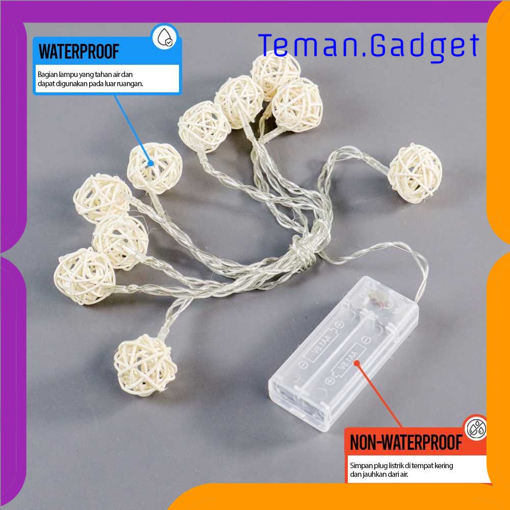 TG-LMP Lampu Hias String Lights Model Bola Rotan Waterproof 10 LED - B073