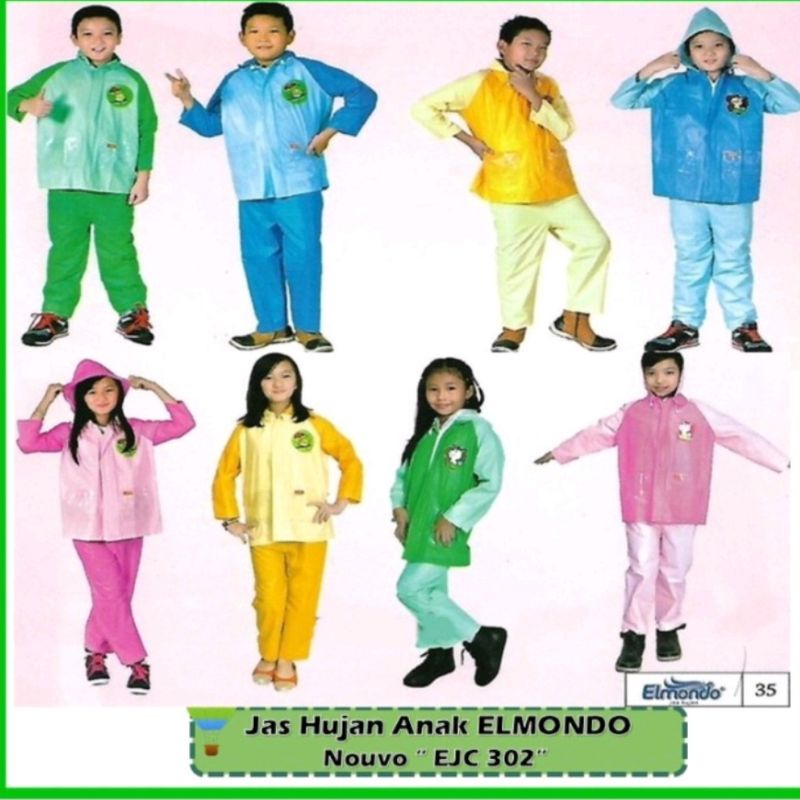 Jas Hujan Anak Jaket Celana Elmondo 302 Nouvo Warna Warni Unisex cowok dan Cewek / Jas Hujan buat anak