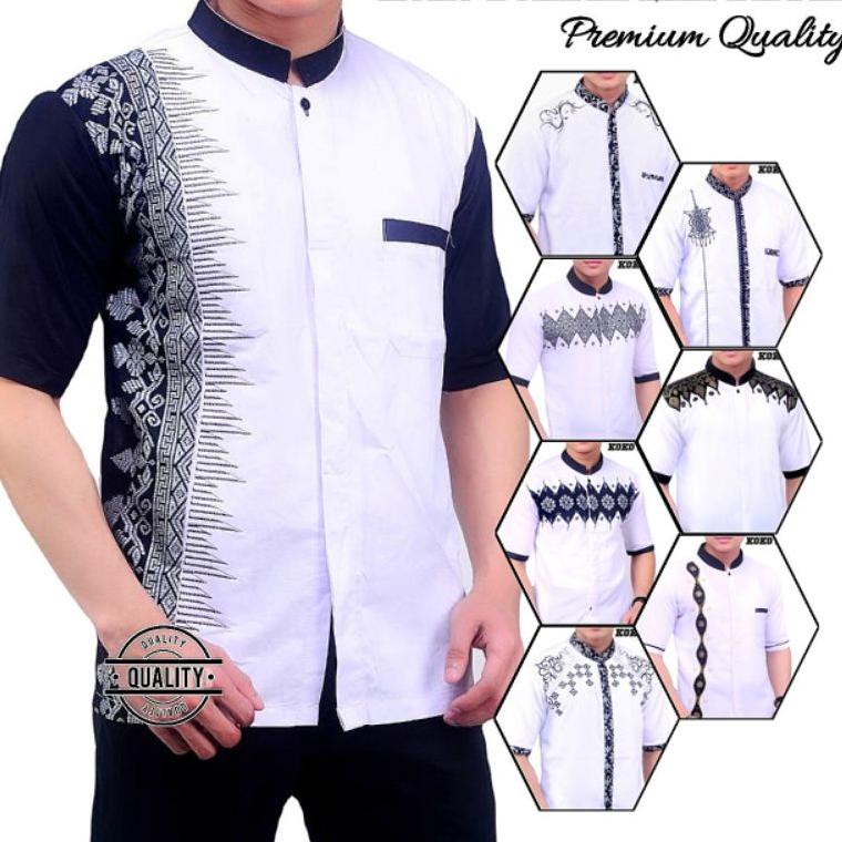 Terbaik Baju koko lengan pendek pria dewasa terbaru koko batik koko bordir murah koko putih pendek t