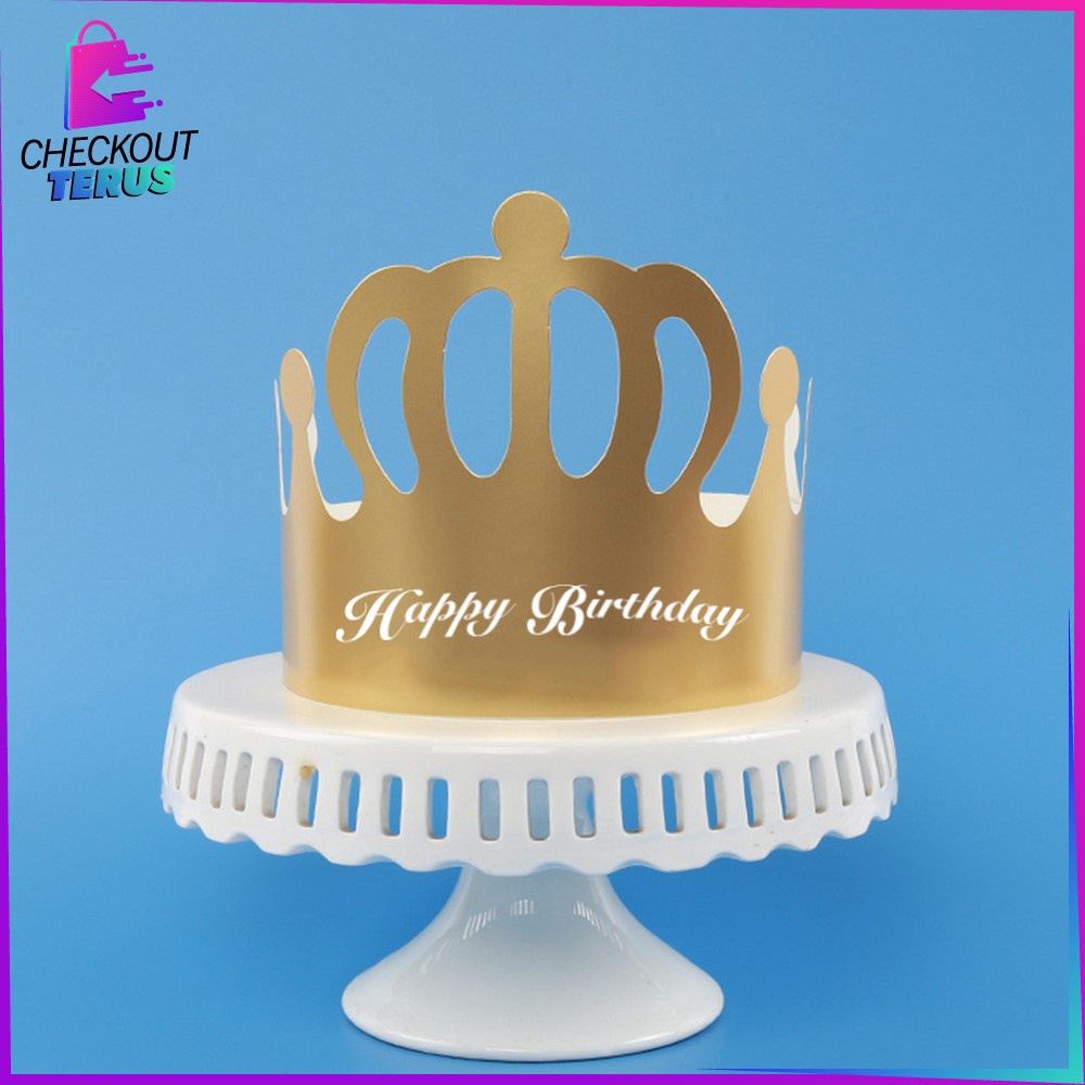 CT C790 Topi Anak Ulang Tahun Kertas Bentuk Mahkota Dekorasi Pesta Ultah HBD Crown Birthday Party Hat Topi Paper Import