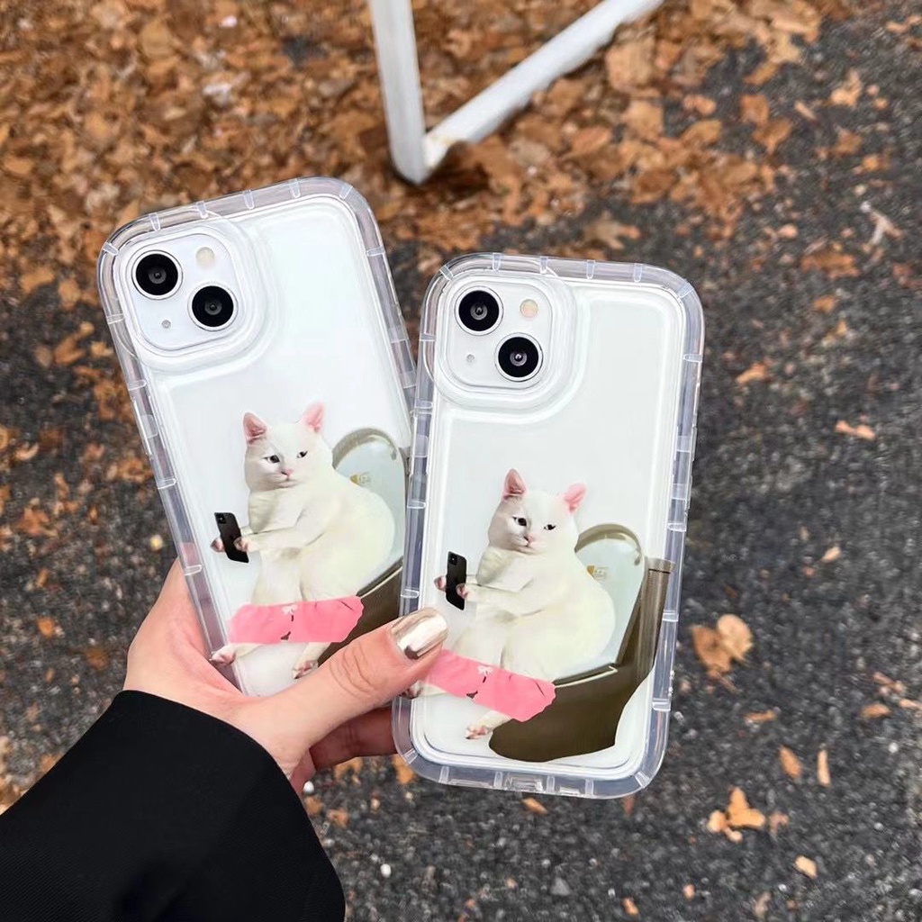 IPHONE Lembut Casing Ponsel Transparan Kompatibel Untuk Iphone14 13 11 12 Pro XS Max X XR 7 8 Plus Casing TPU Silikon Kucing Lucu Shockproof Cover