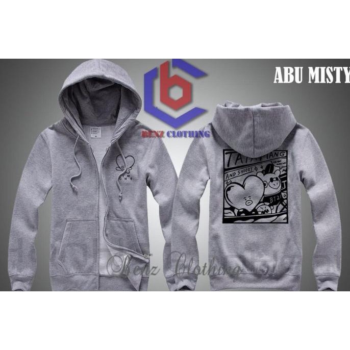 Jaket Hoodie Sweater Jim One BTS Tatamang Outerwear Pria Wanita Zipper Resleting Depan Polos Sablon 