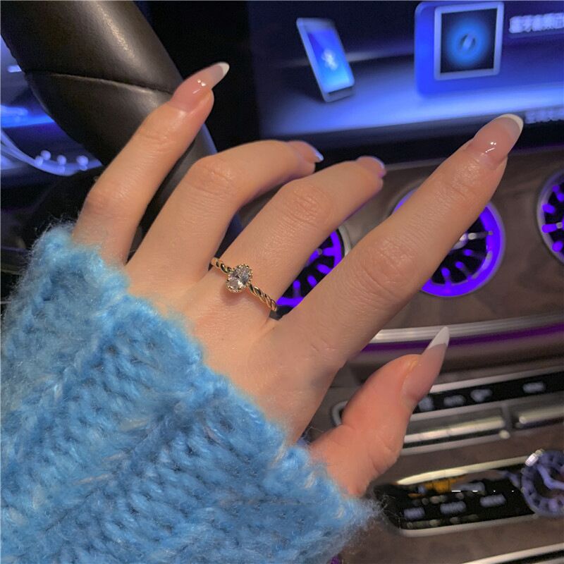 YEEZII Cincin Open Rings Emas Mewah Mutiara Kristal Berongga Set Cincin Untuk Perhiasan Aksesoris Wanita